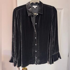 Jjill small petite silk rayon velvet button down. New condition